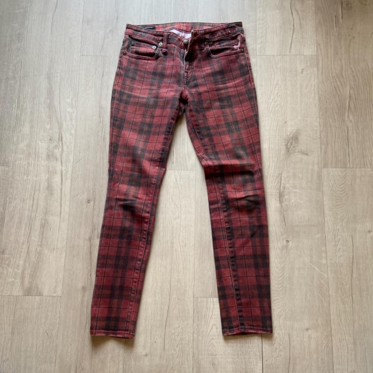 Plaid Low Rise Denim by R13 Kate skinny Depop