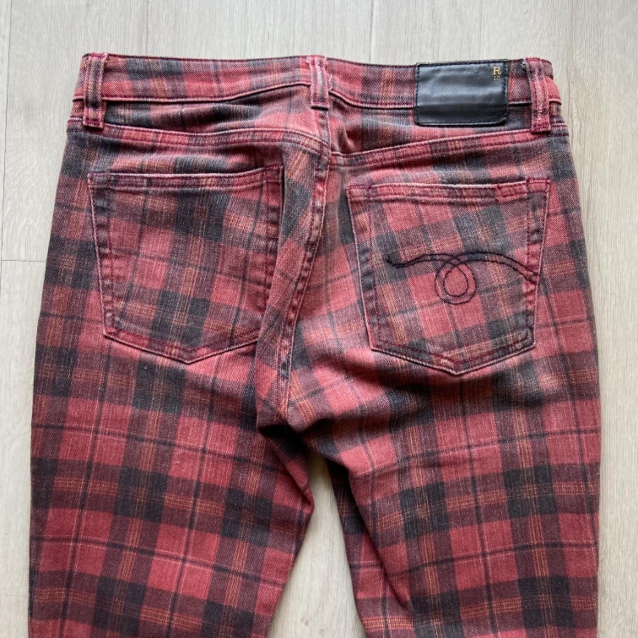 Plaid Low Rise Denim by R13 Kate skinny