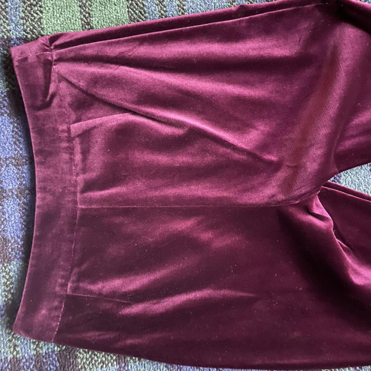 Vintage Next high waisted burgundy velvet trousers.... - Depop