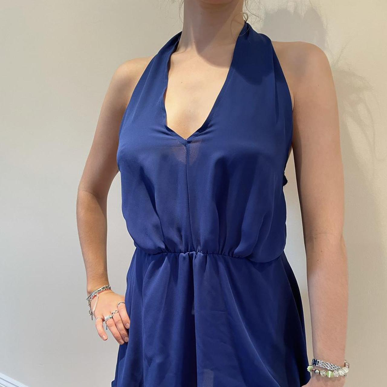 Blue Sheer Halter Neck Dress Super Cute Depop 5742