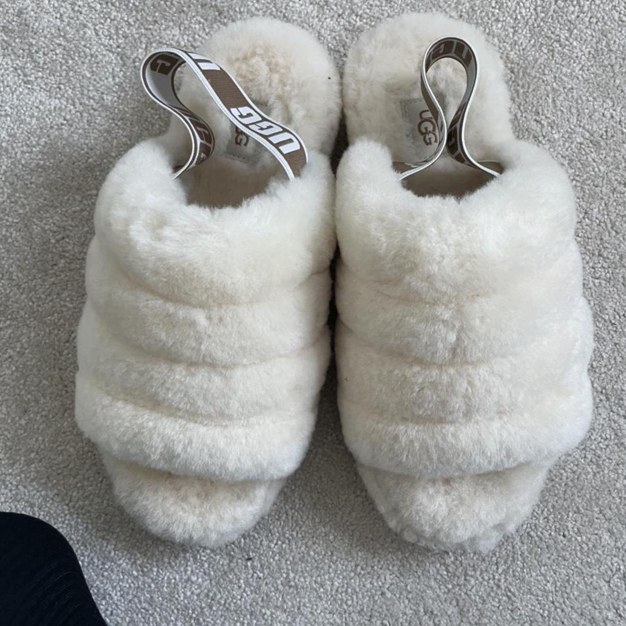 UGG fluff yeah slides, paid £100 new, worn once to... - Depop