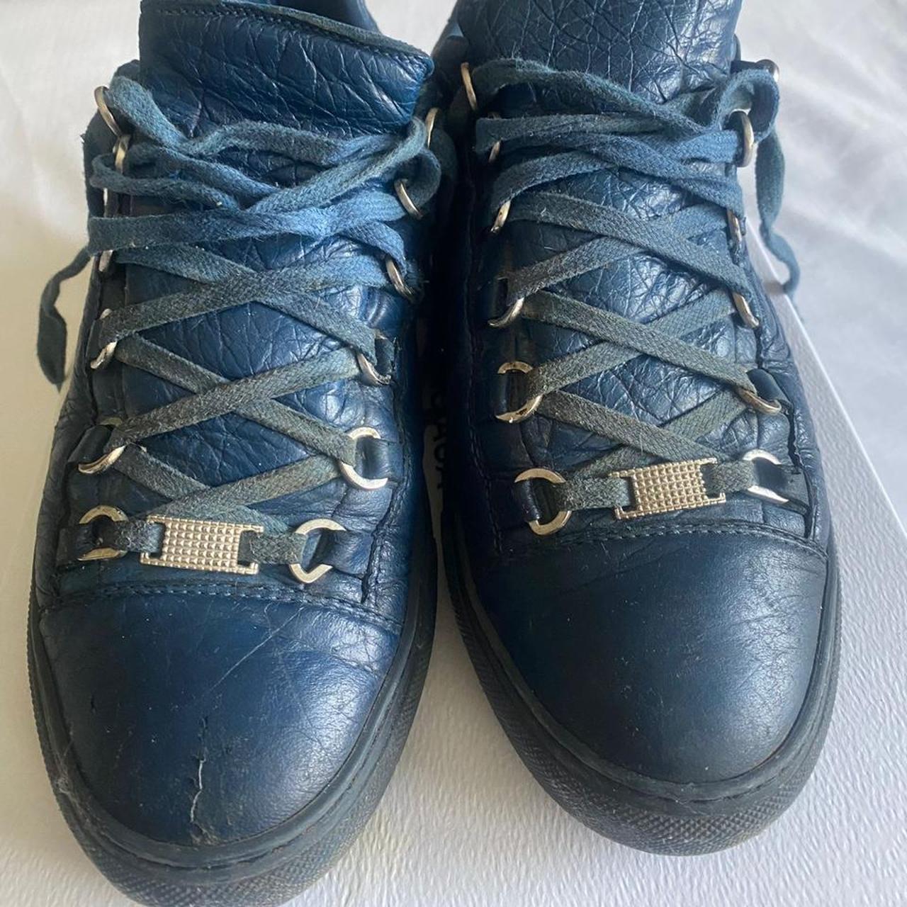 BALENCIAGA Arena Low ネイビー スニーカー EU40 Balenciaga Arena Creased Leather Navy | Where To Buy | TBC