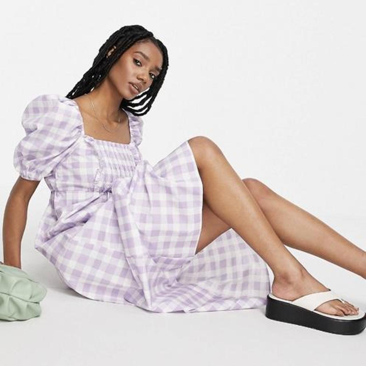 River Island Women's White and Purple Dress Depop