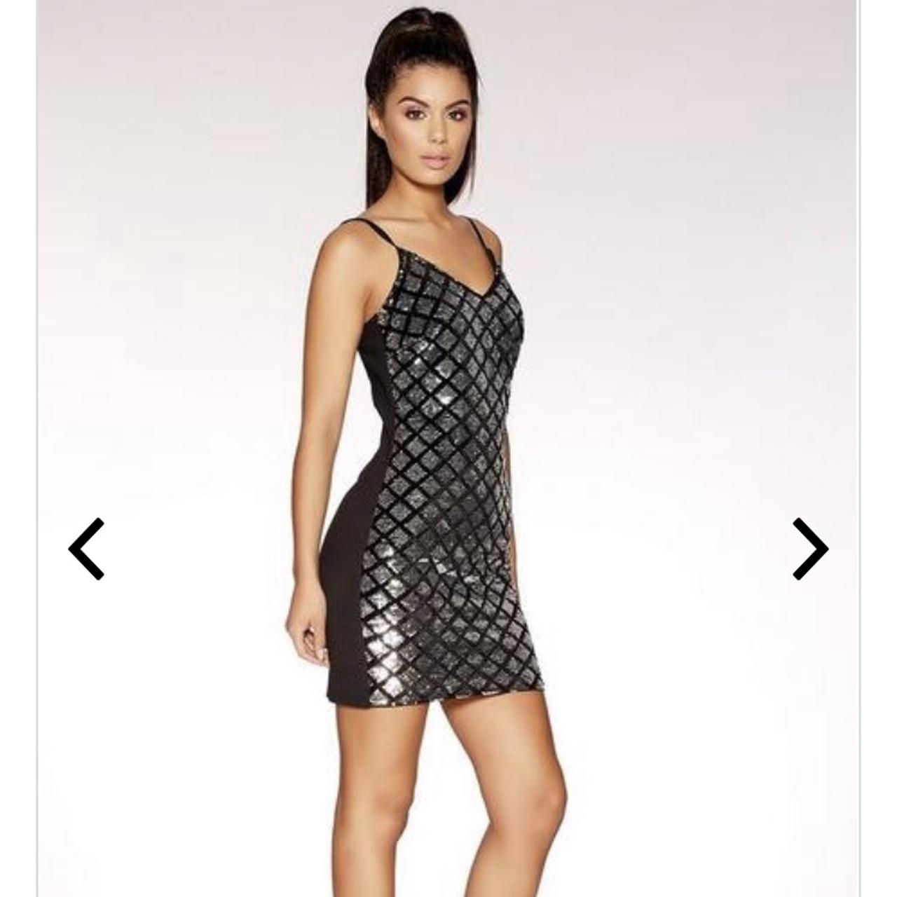 Quiz Silver Sequin Diamante Dress Worn once, bought... Depop