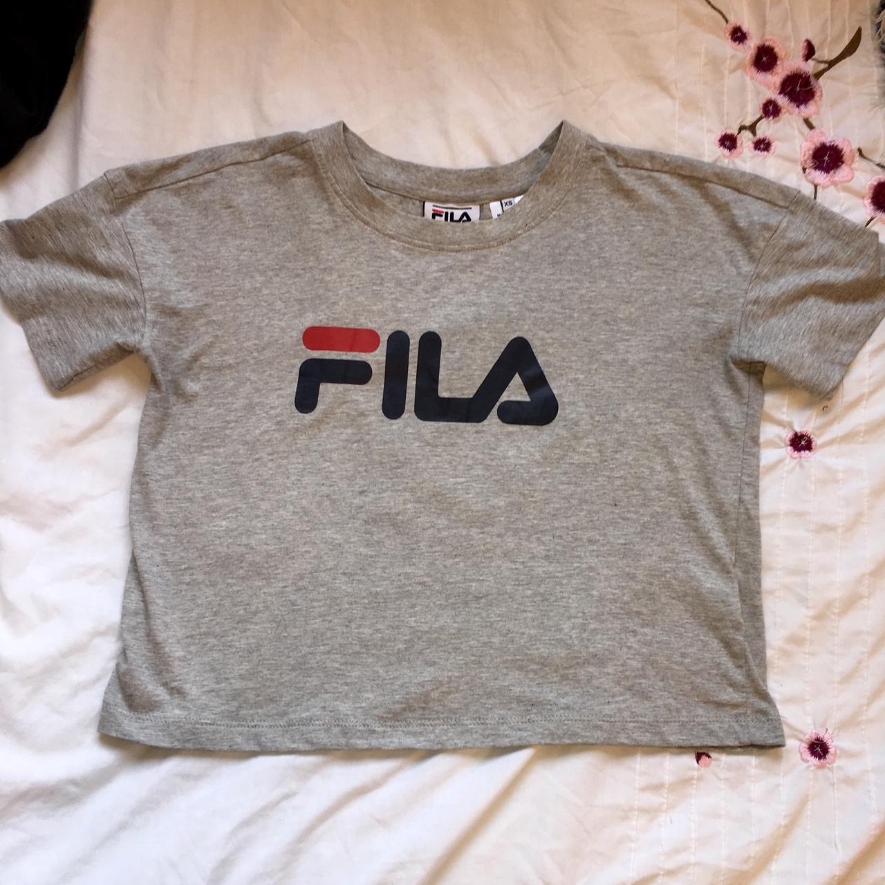 Fila grey oversized crop t shirt. 10. XS but. Depop