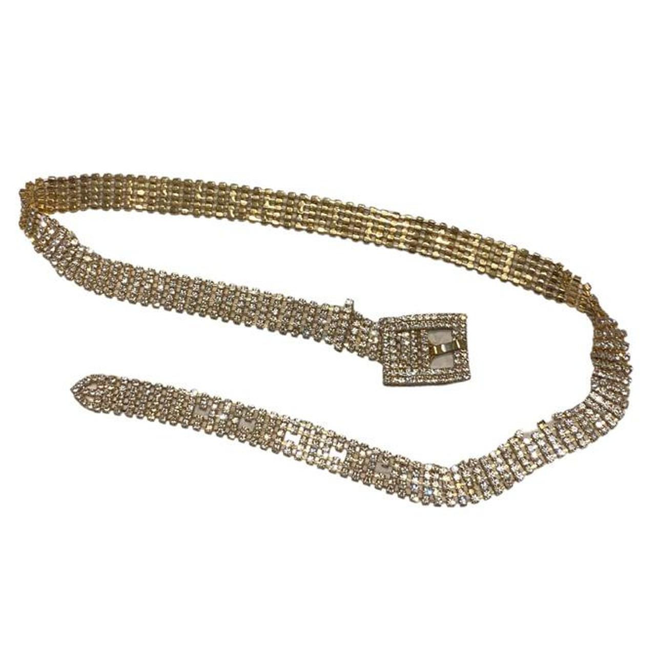 Vintage gold/diamond belt y2k style Gold and... Depop