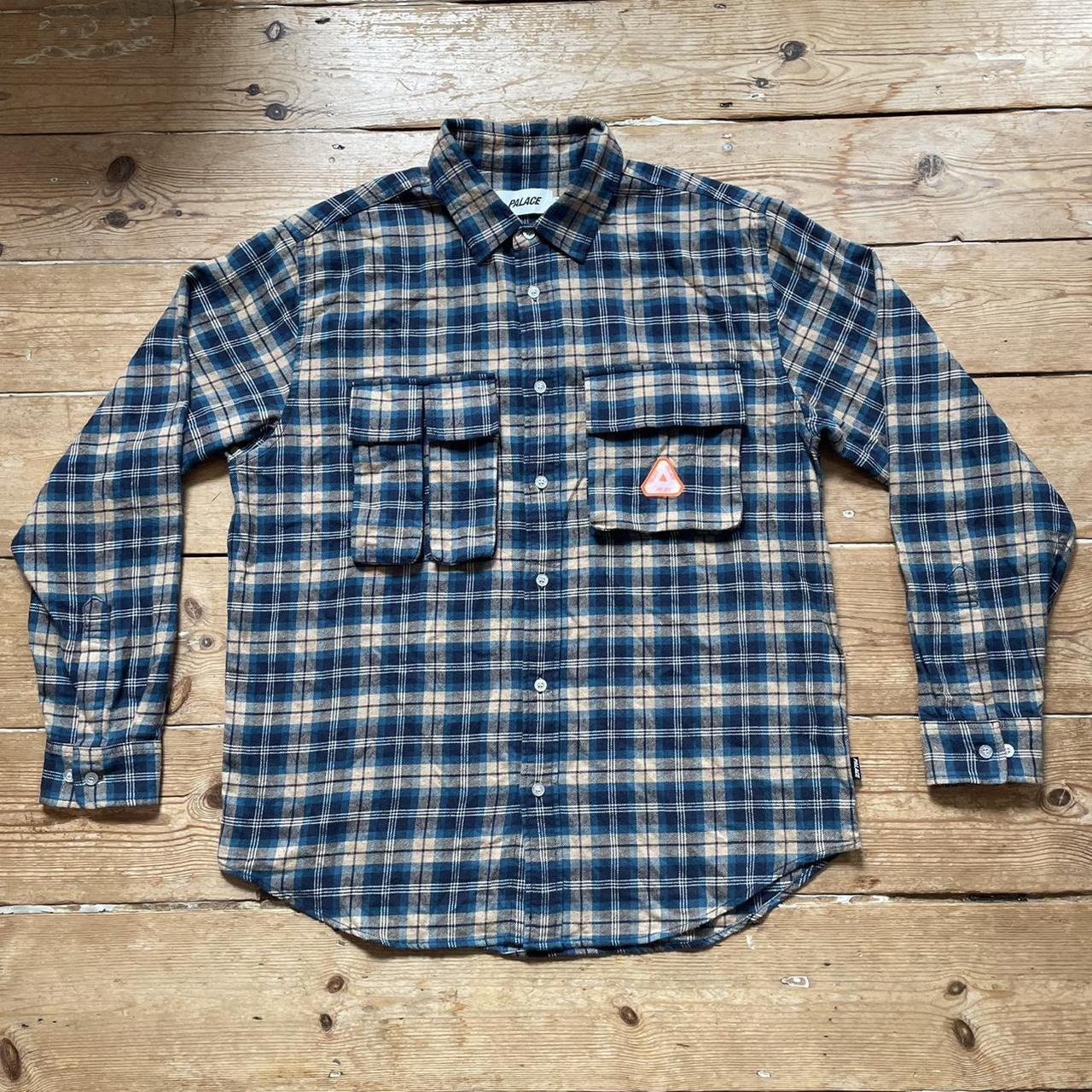 Palace skateboard flannel shirt with two velcro... Depop