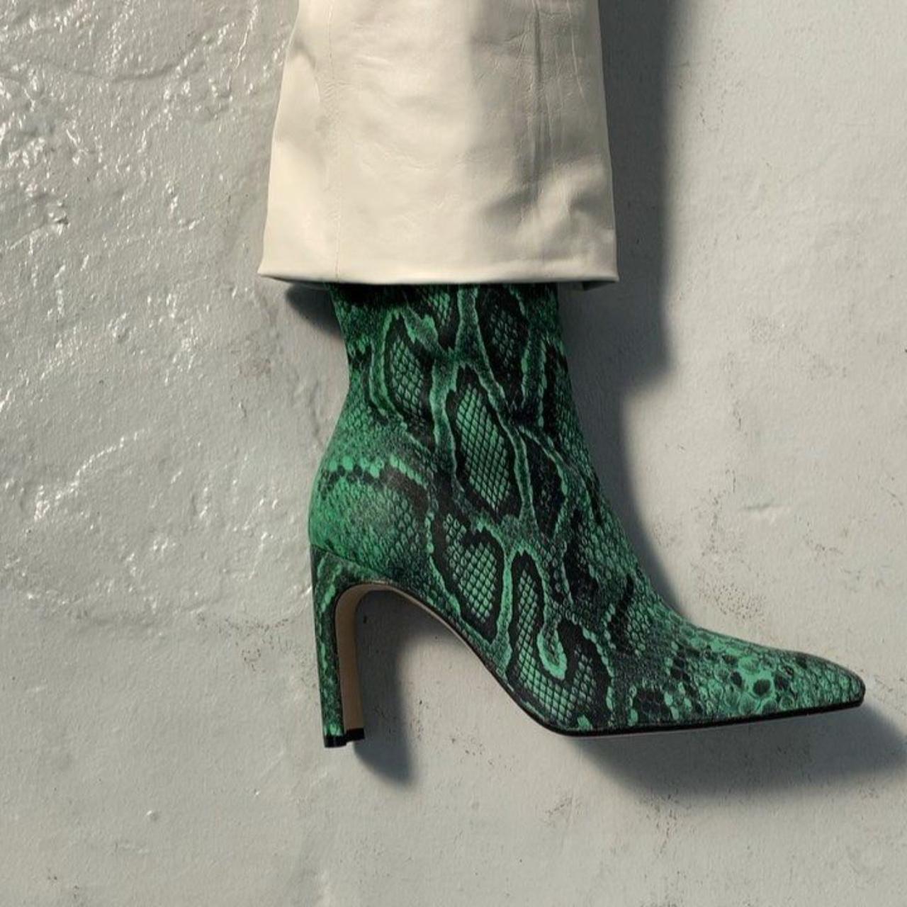 Miista Marcelle Neon Green Snakeskin boots. UK size