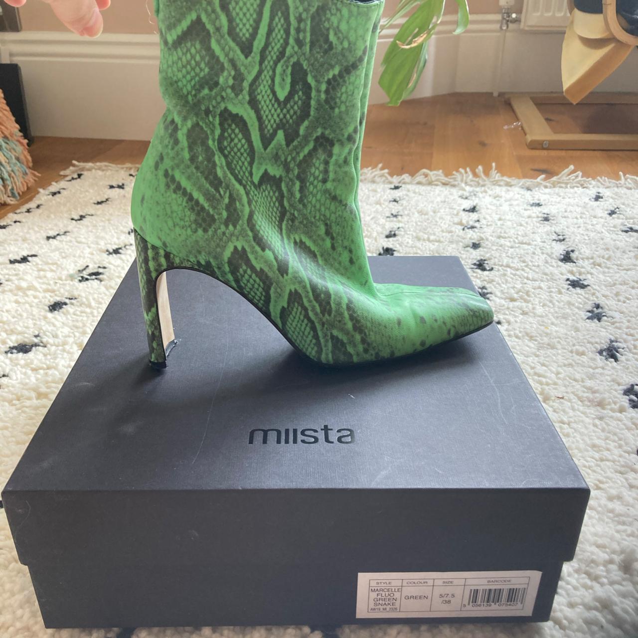 Miista Marcelle Neon Green Snakeskin boots. UK size