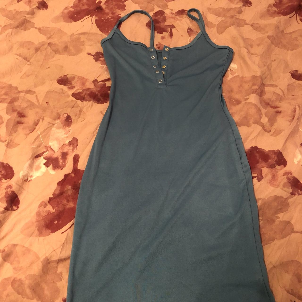 blue mini button popper dress barely worn great