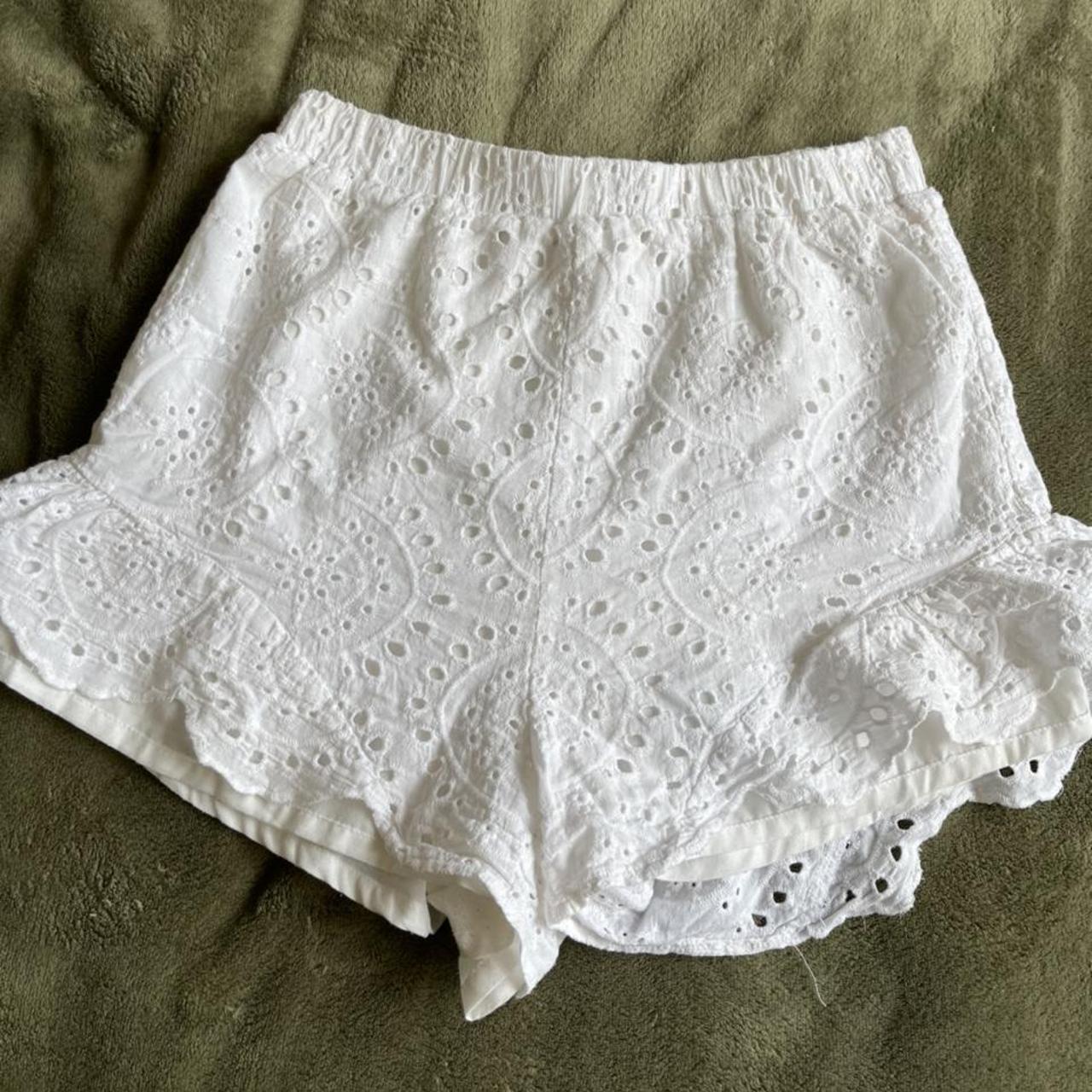 white broderie shorts, so perfect for the... - Depop