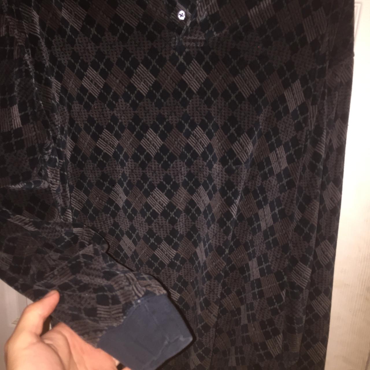 Louis Vuitton Damier Graphite Pattern V-Neck Polo Shirt - Black