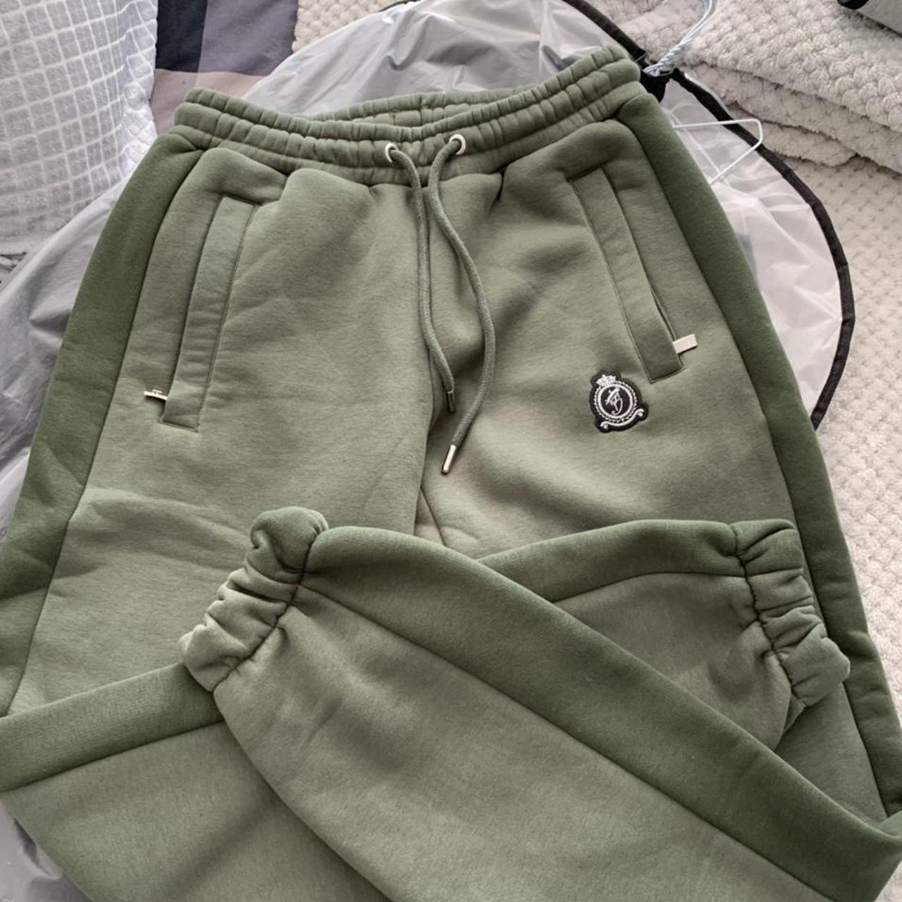 Benjart green/khaki tracksuit bottoms joggers Size... - Depop