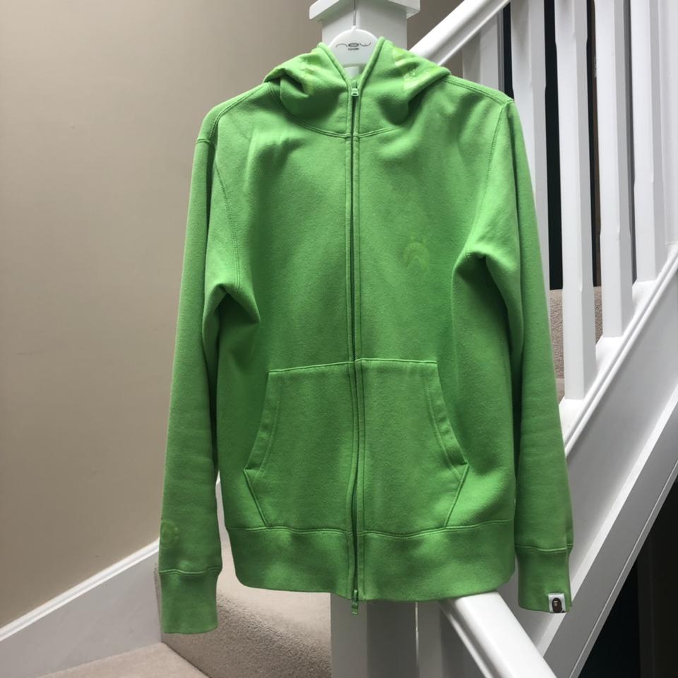 Neon green 2024 bape hoodie