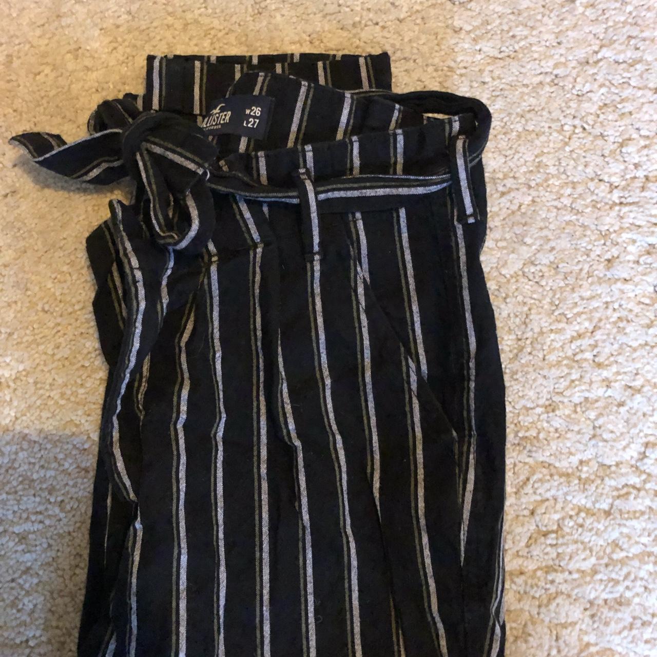 Hollister black and on sale white striped pants