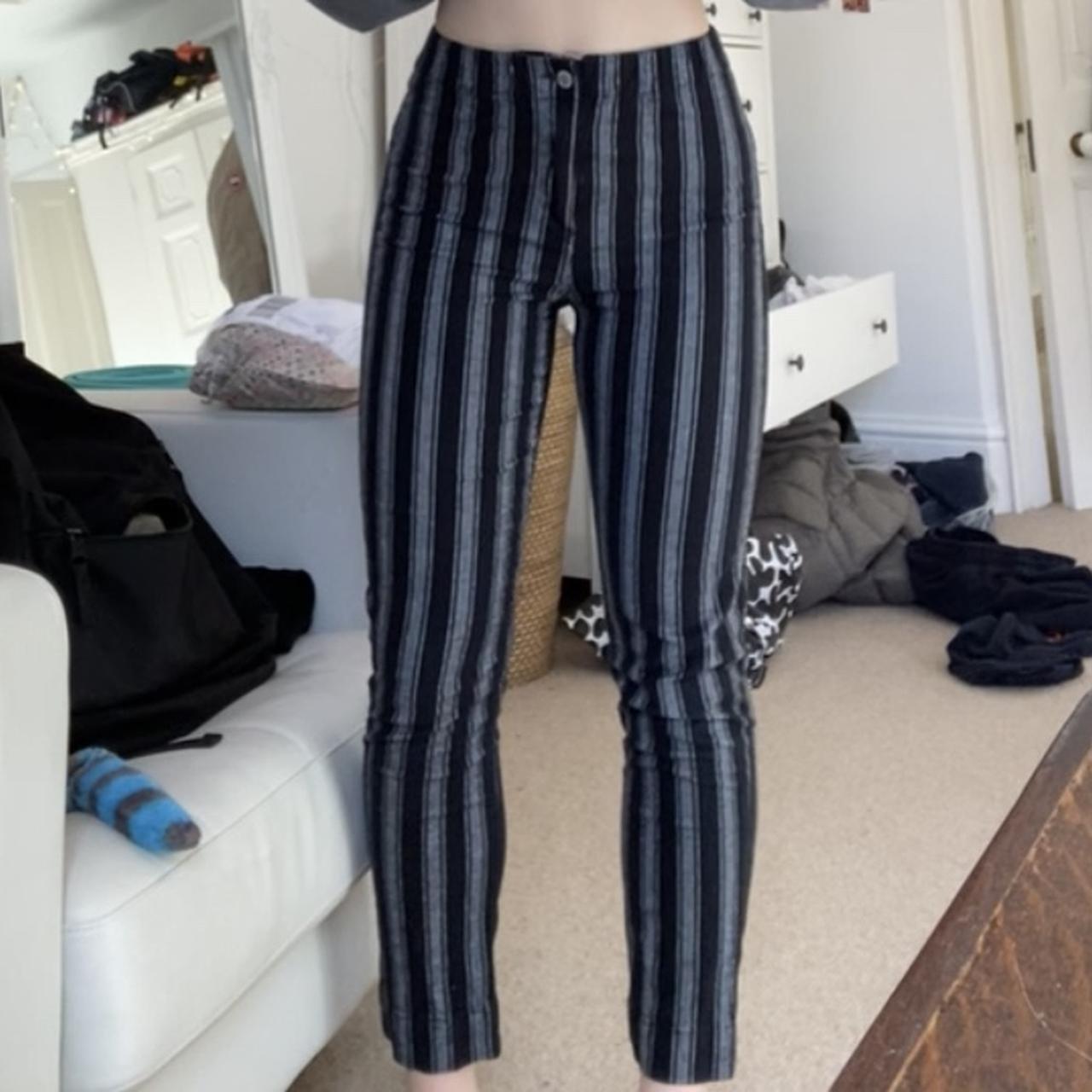 Brandy melville black hot sale and grey striped pants