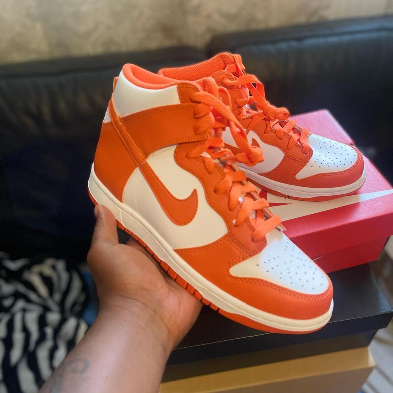 Nike Women's Orange and White Trainers | Depop