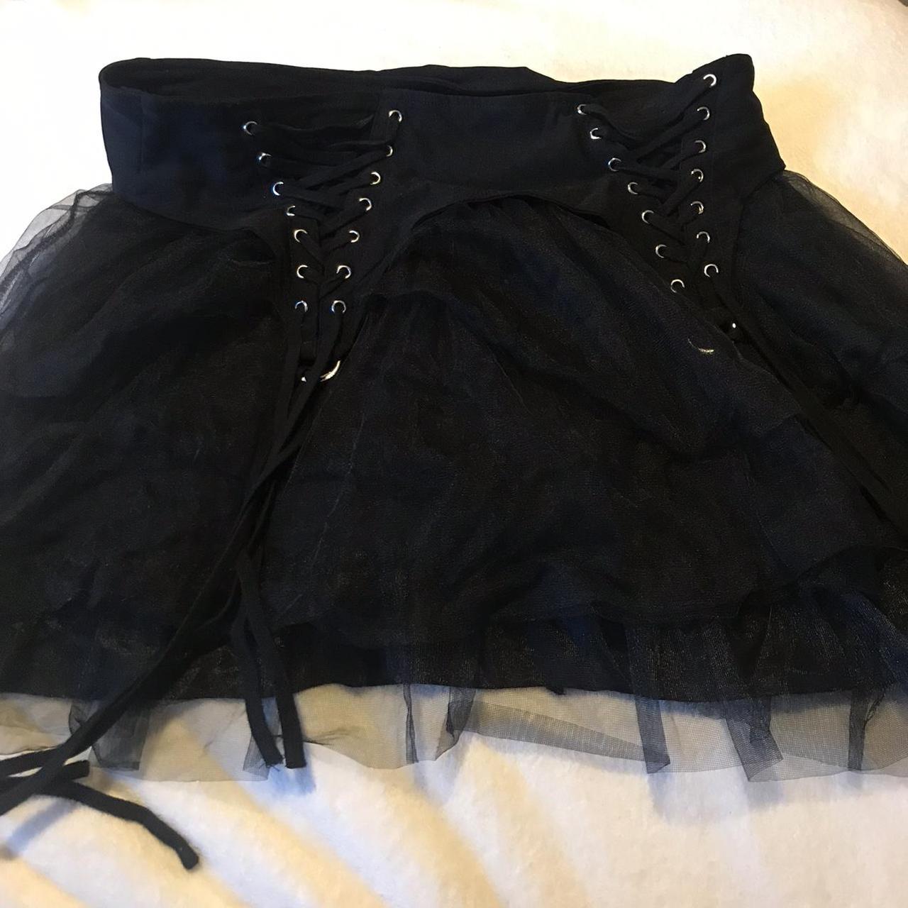 Killstar black mesh miniskirt with tiered layered... - Depop