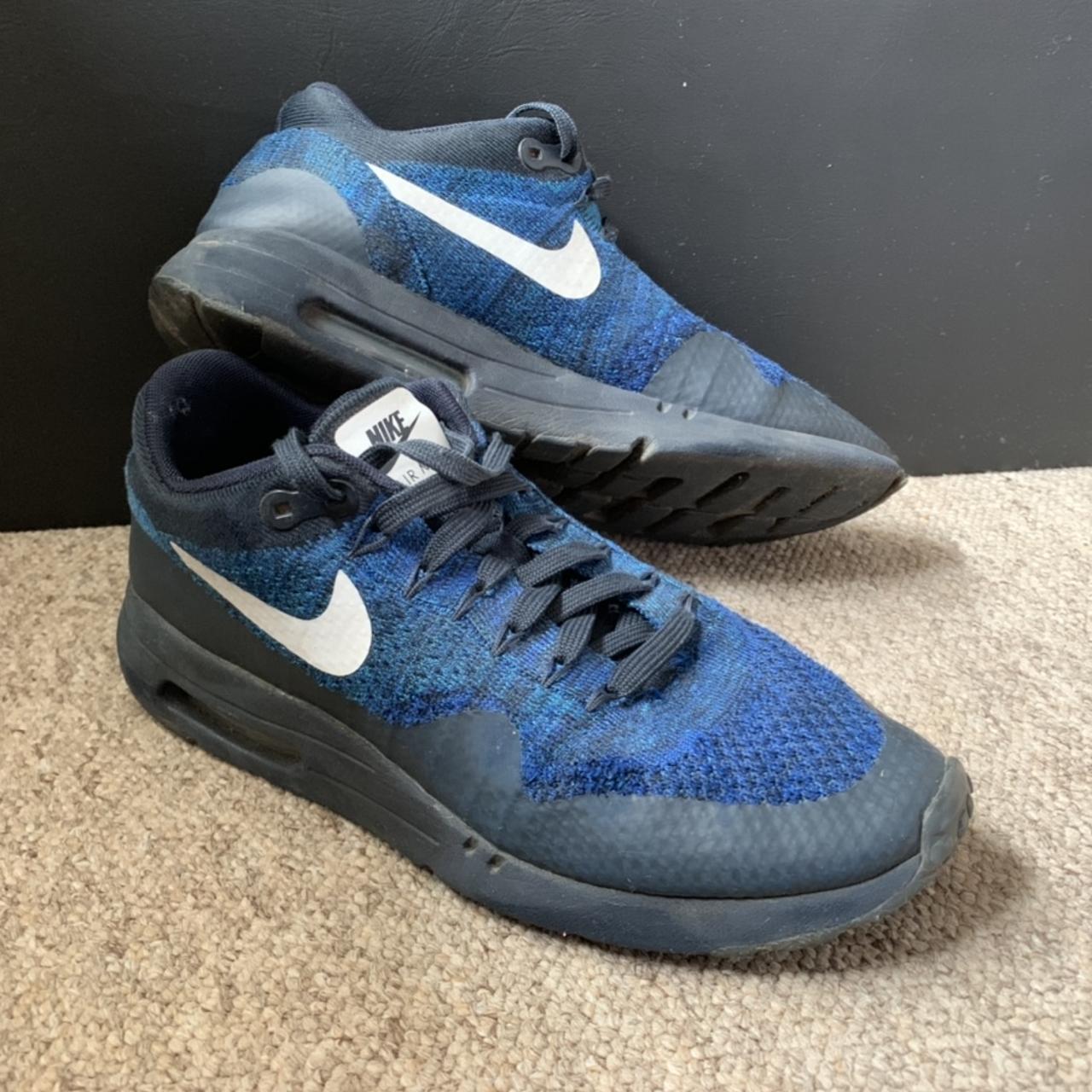 Nike air max 1 Air max fly knit Black and blue... - Depop