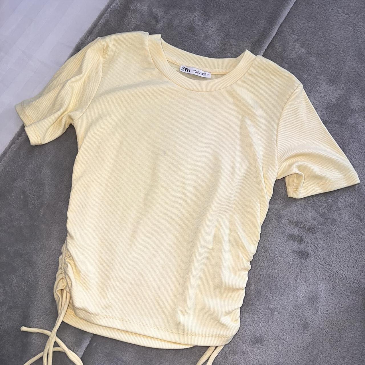 Zara yellow ribbed cropped t shirt. Depop