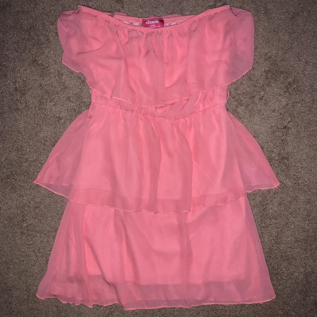Beautiful Pink Strapless Dress. Super cute! There is... - Depop