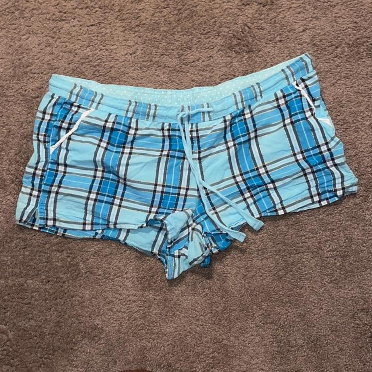 Plaid Blue Pajama Boxer Shorts. Gently worn, they... - Depop