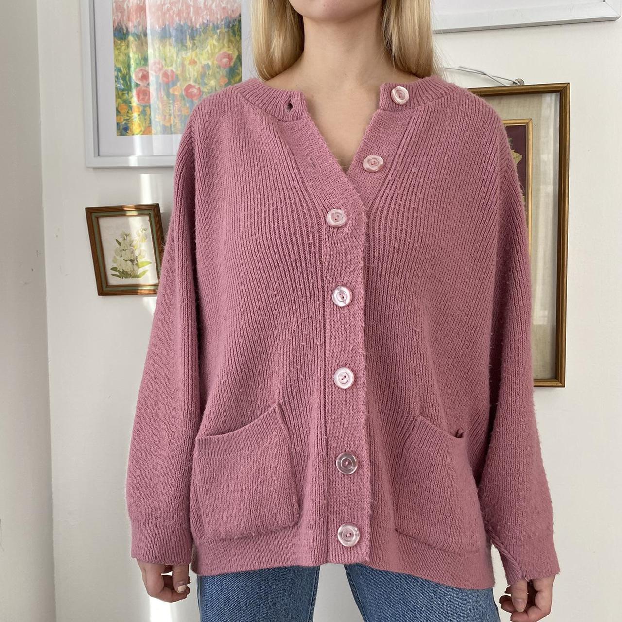 the perfect baby pink cardigan! beautiful clear pink... Depop