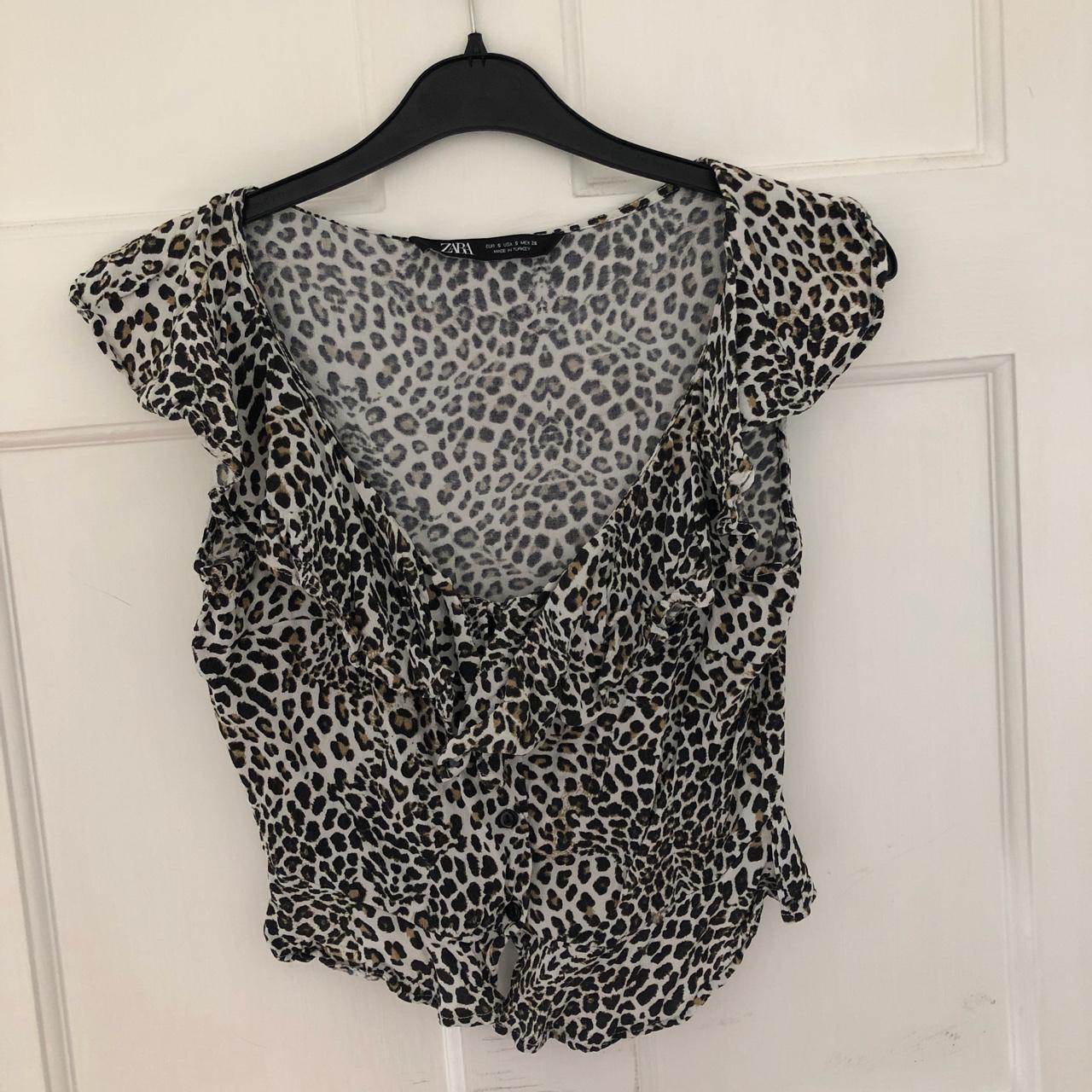 Zara animal print crop top Size S Only worn once - Depop