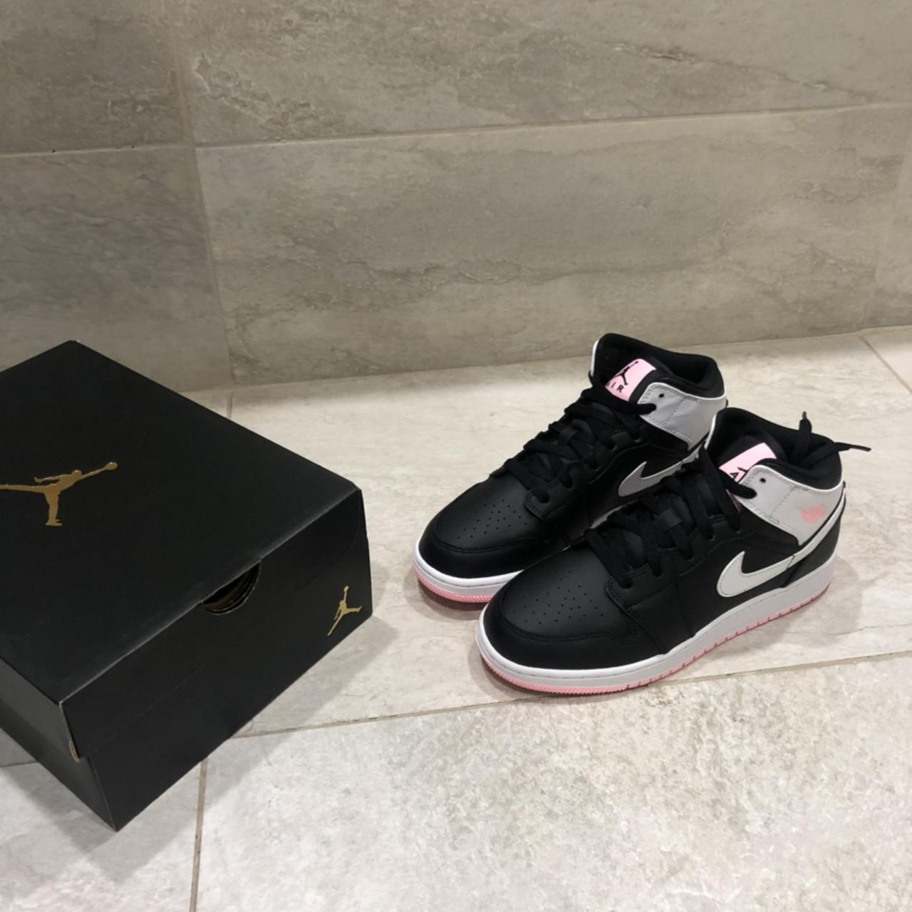 AIR JORDAN MID ARCTIC PINK (BLACK WHITE Depop