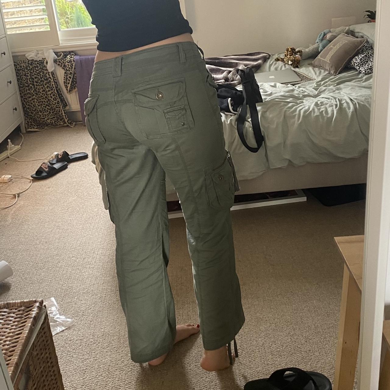 Khaki green cargo trousers. Combat style lots of... - Depop