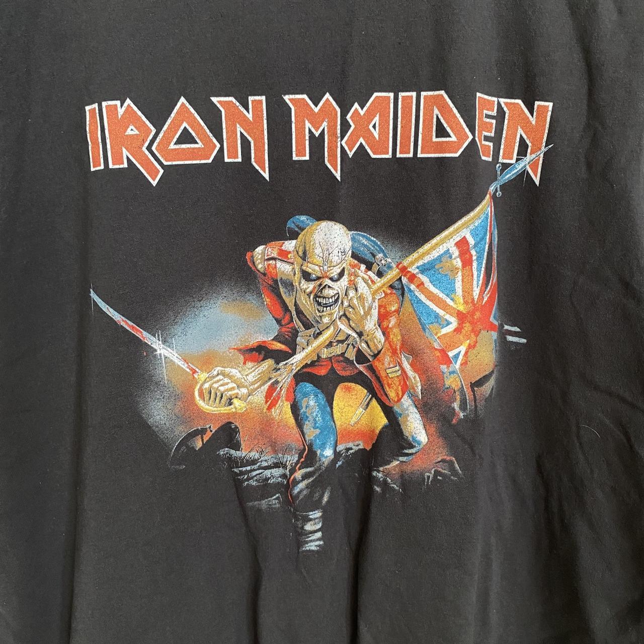 Iron Maiden Eddie The Trooper British Flag T-Shirt... - Depop