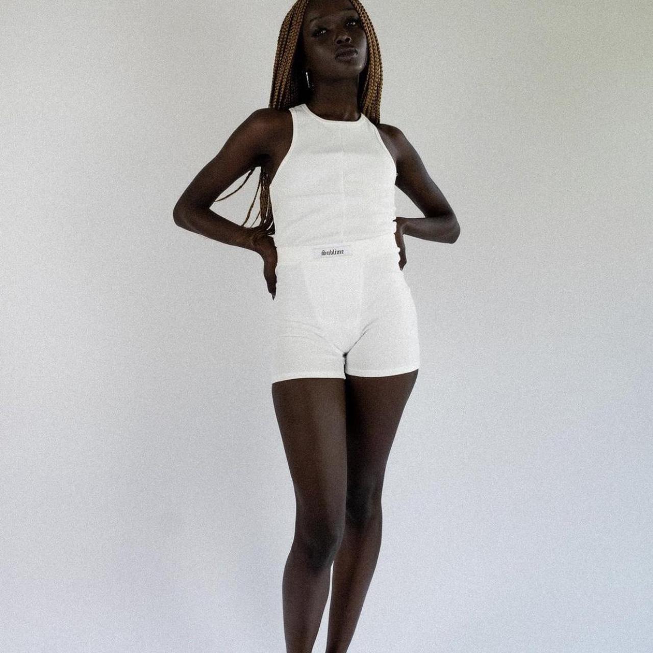 high rack sublime biker shorts white