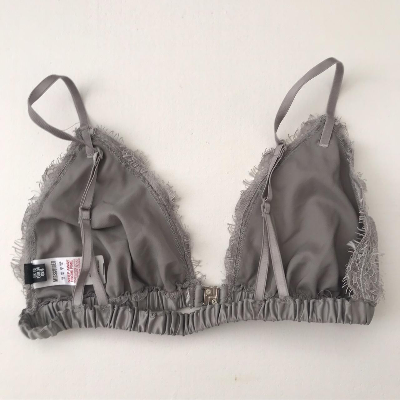 Grey satin bralette from Missguided✨ Size 4 also - Depop