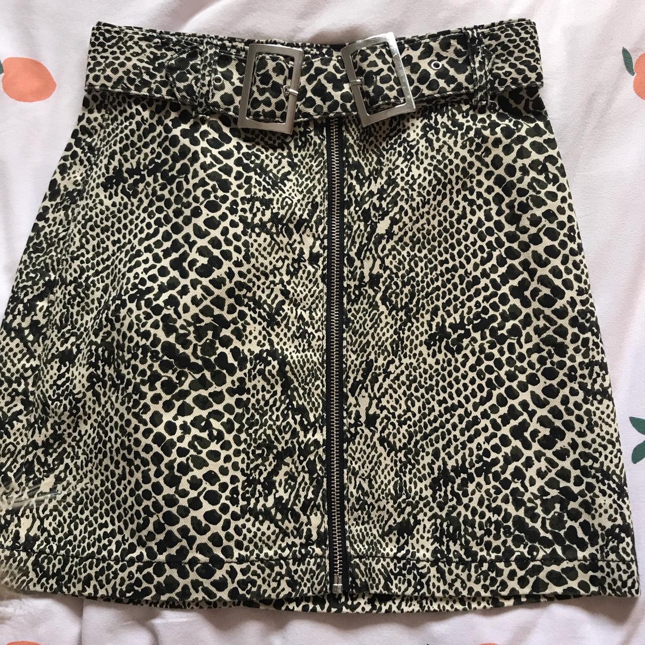 Snake print store denim skirt topshop