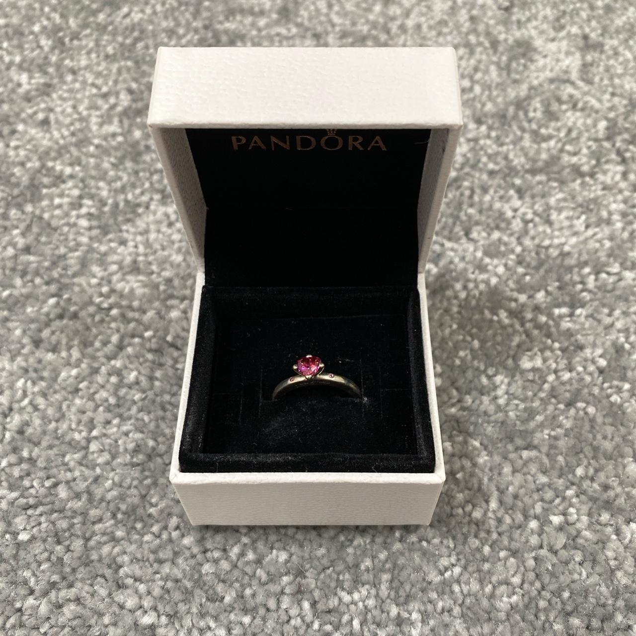 Pandora sparkling red heart Silver ring Depop