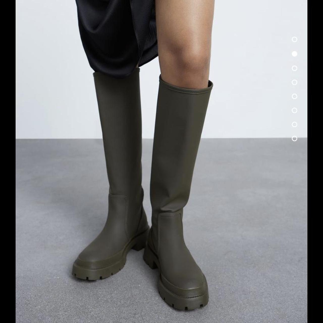 ZARA RUBBERISED FLAT BOOTS Practically new, worn... Depop