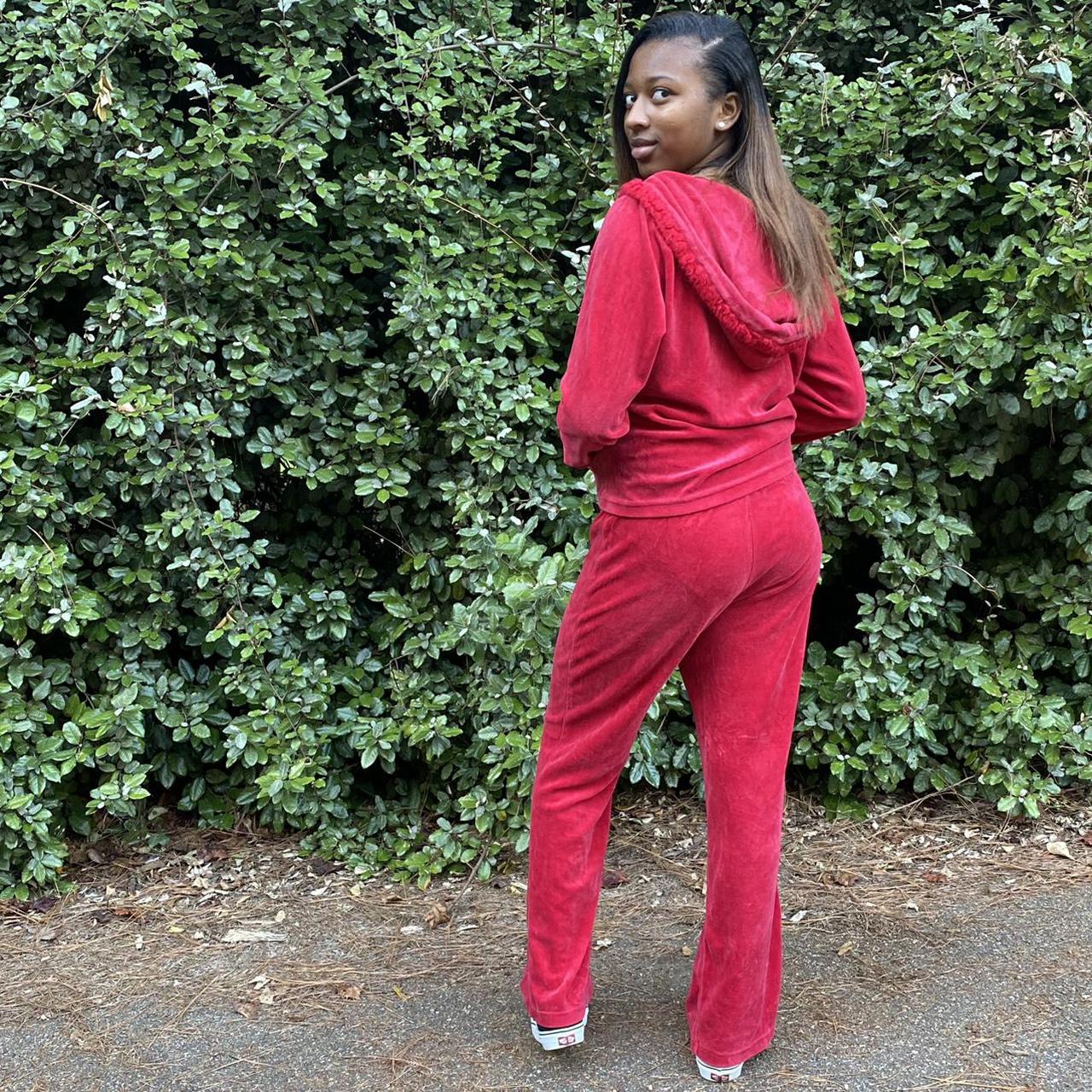 Y2k red velour sweat suit w shearling lined