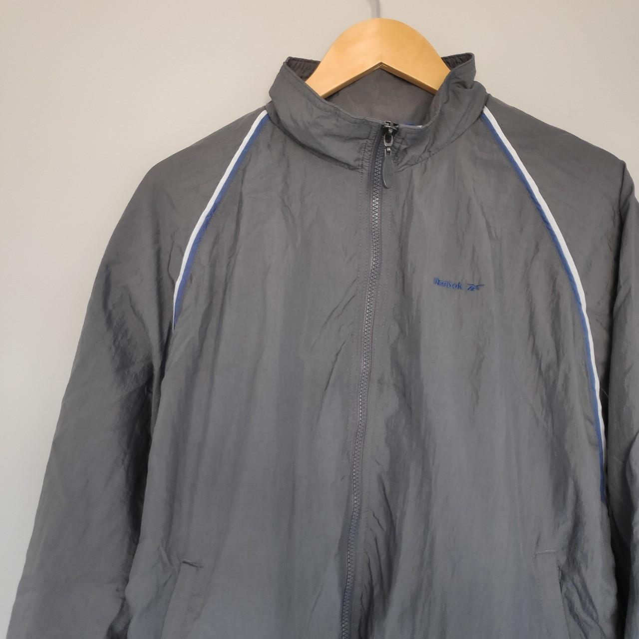 Vintage grey Reebok waterproof windbreaker jacket.... - Depop