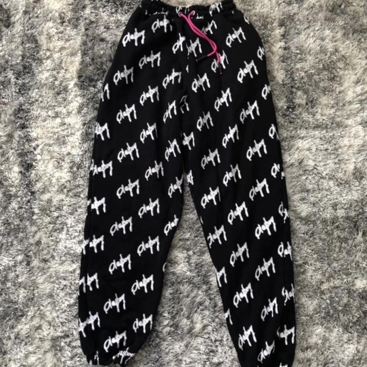 Missguided Women's Black and Pink Joggers-tracksuits | Depop