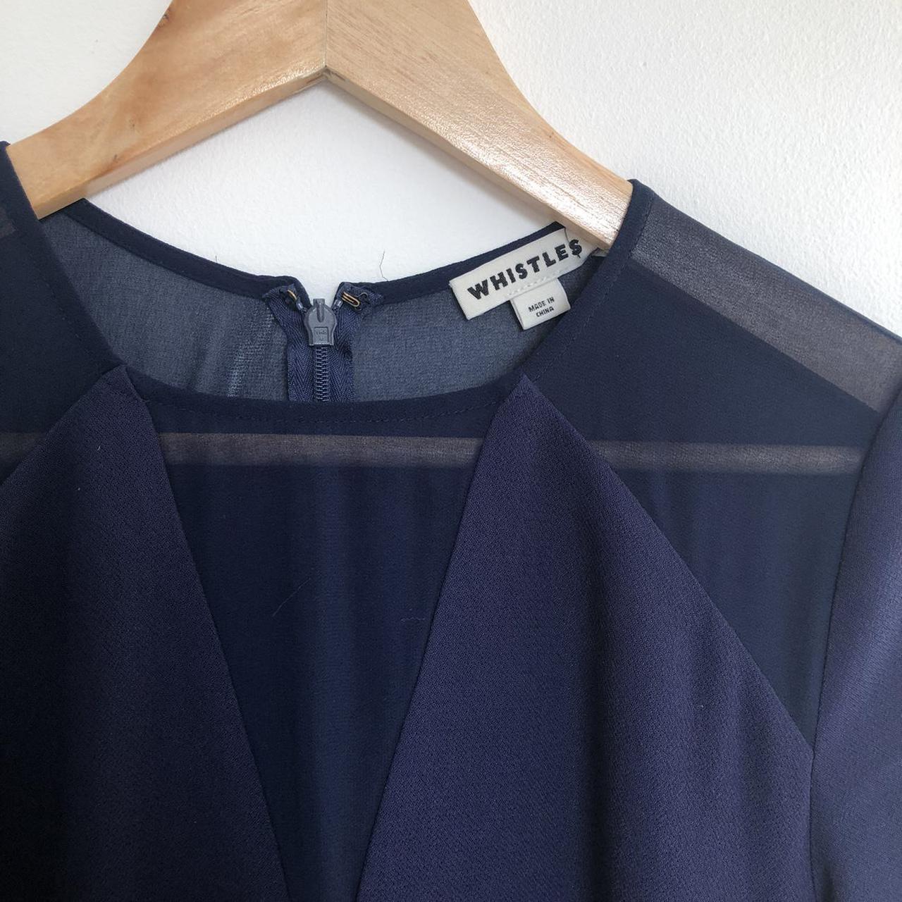 Whistles navy blue dress with mesh neckline. Size... Depop