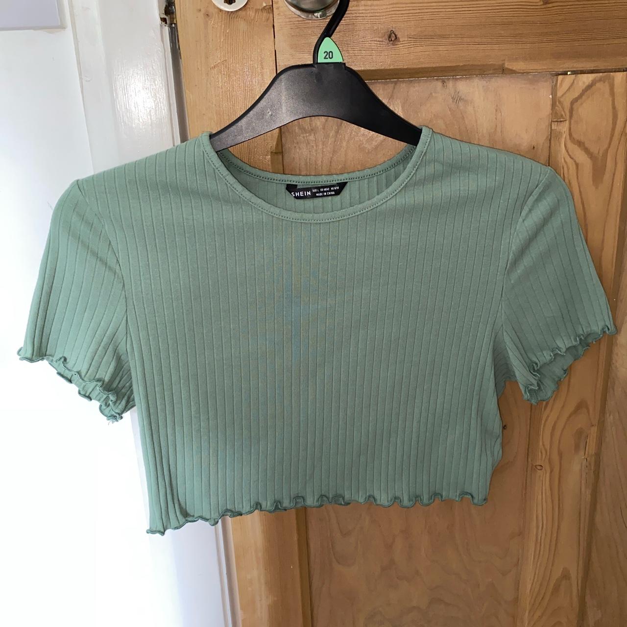 Shein Green Ribbed Crop Top Never Worn So In Depop