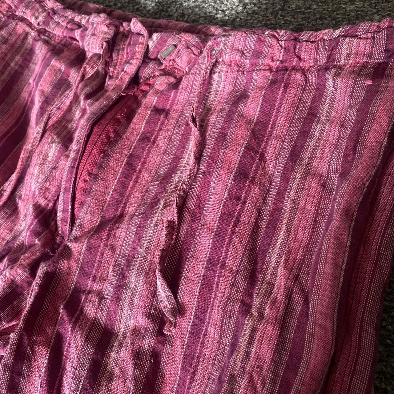 Pinky purple striped wide leg trousers best fit size... - Depop