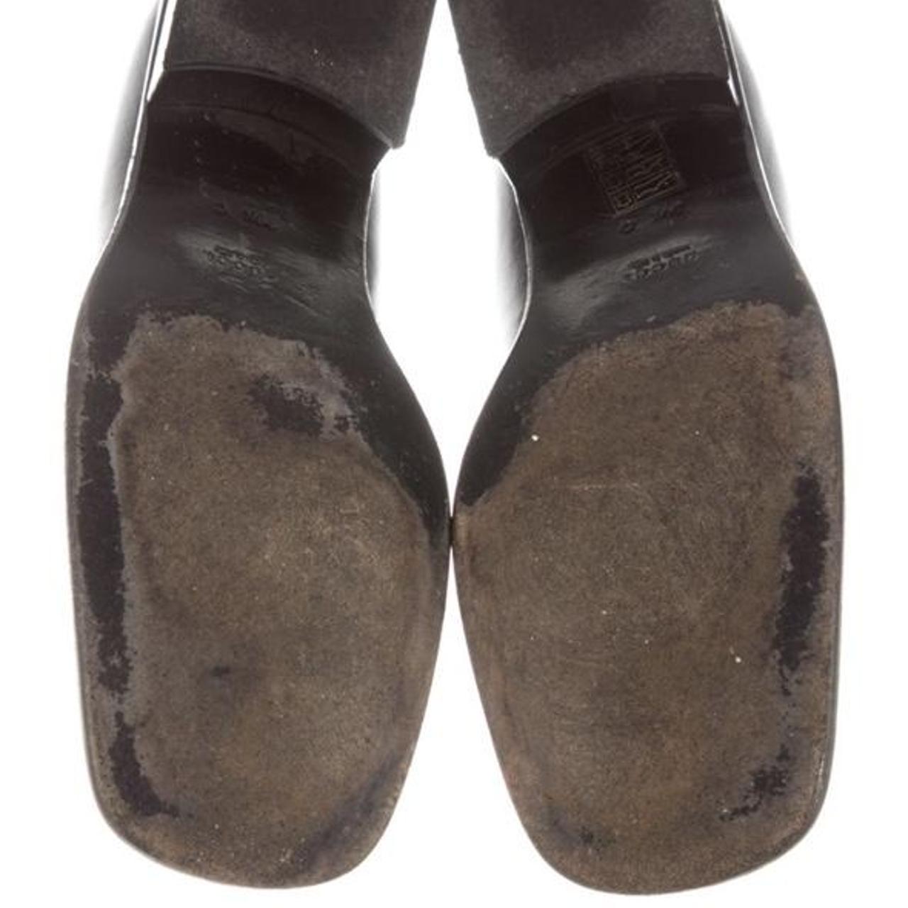 authentic vintage gucci black square toe loafers... - Depop