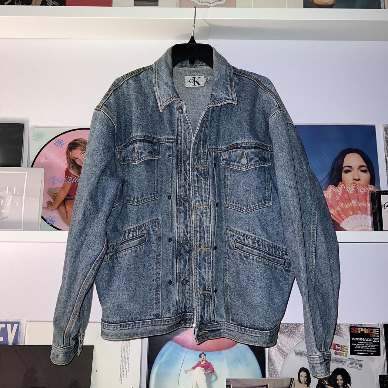 vintage oversized calvin klein denim jacket! super... - Depop