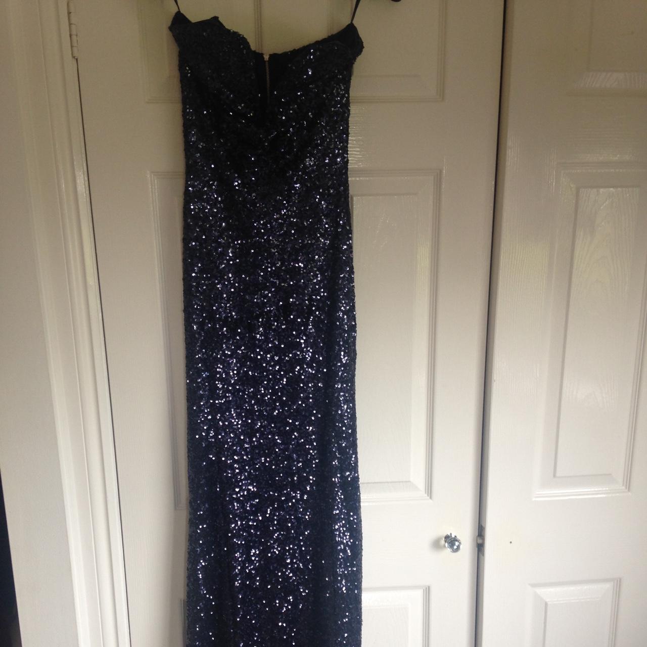 Navy Midnight Blue sweet heart sequin dress Worn... - Depop