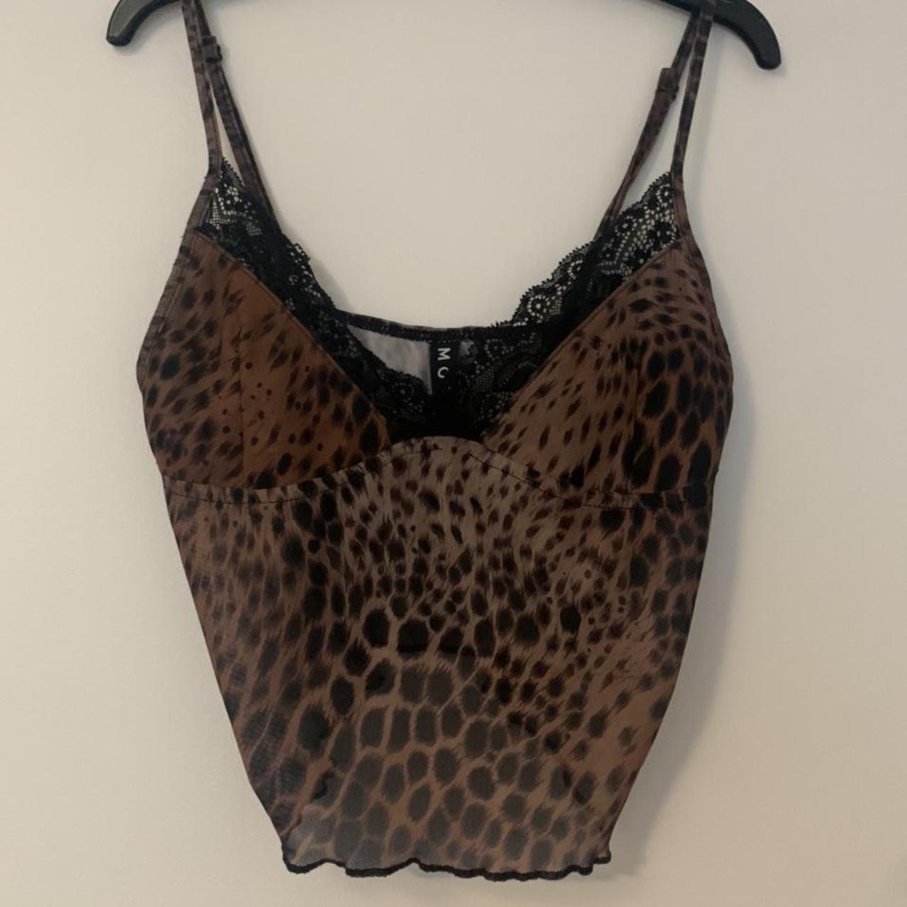 Motel rocks mesh leopard print crop top. Worn twice,... - Depop