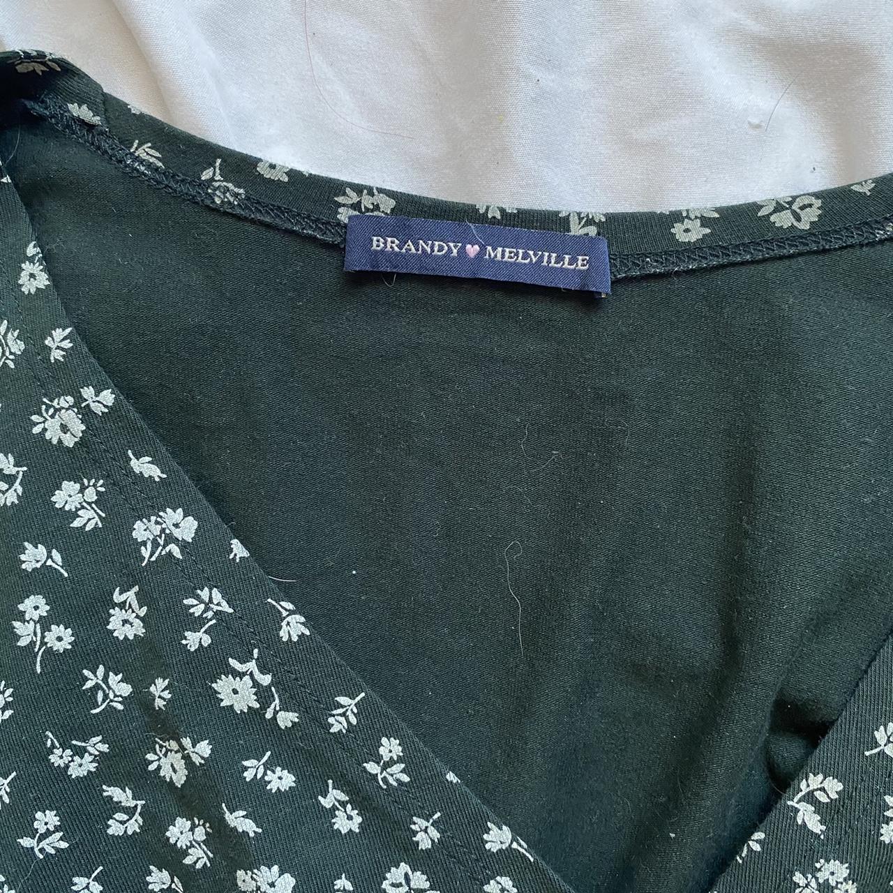 Brandy Melville green floral amara top such a... Depop