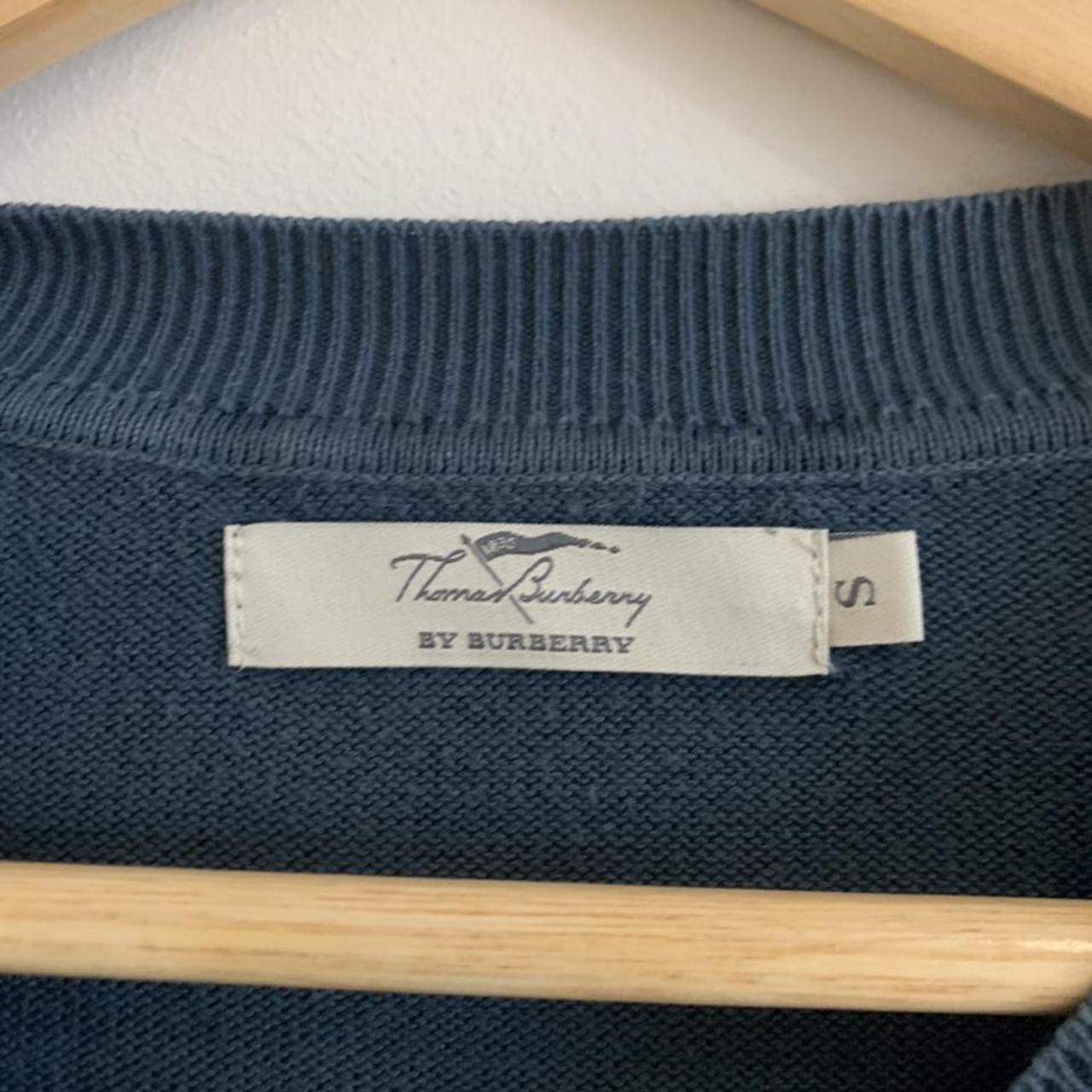 Thomas Burberry by Burberry blue v neck... - Depop