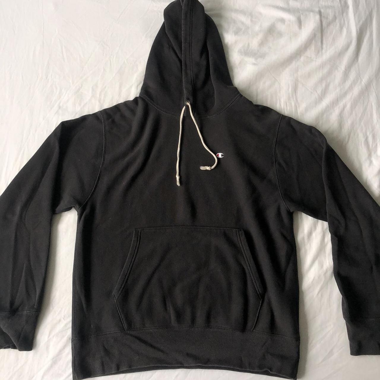 Champion Men's Black Hoodie | Depop