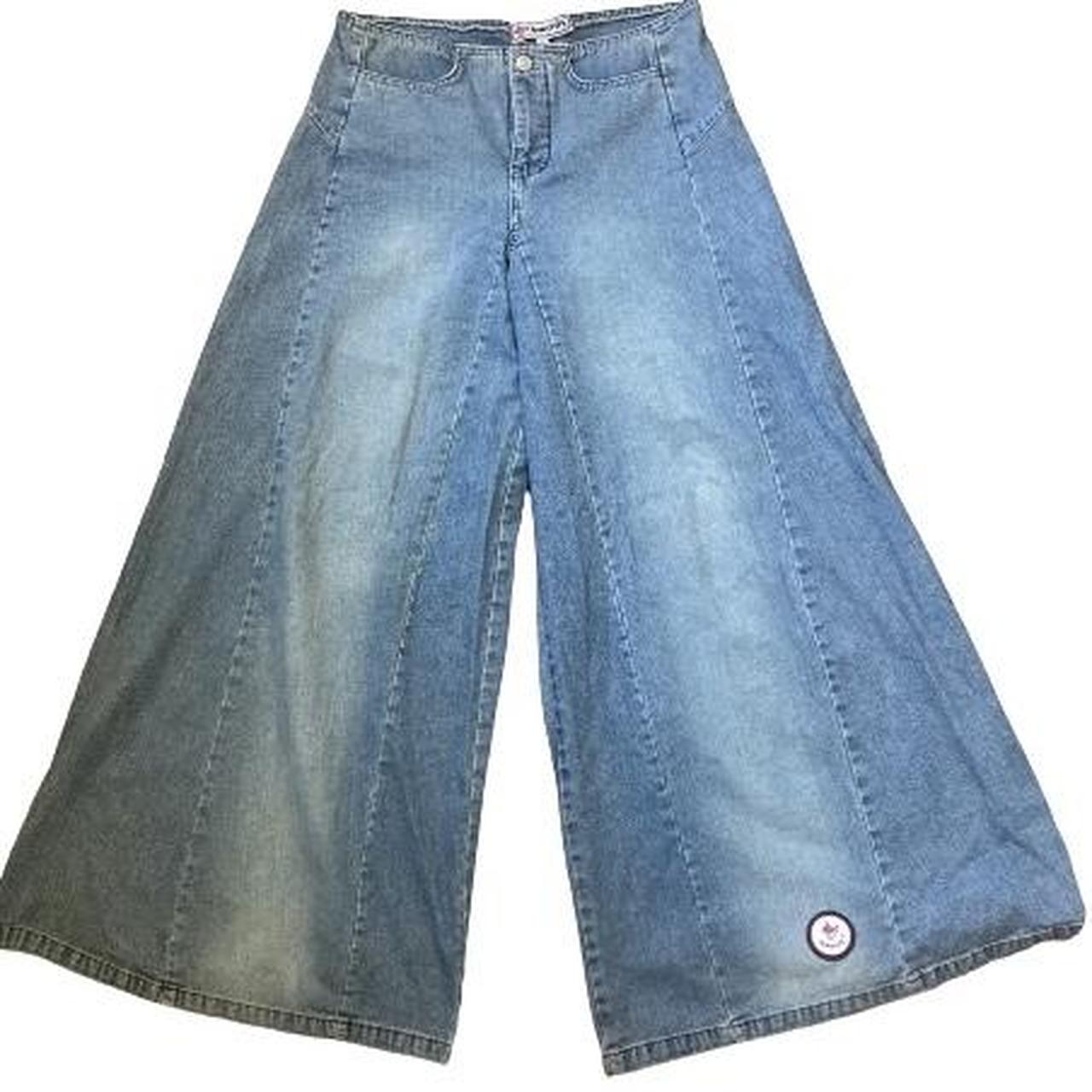 punkyfish wide leg baggy rave jeans vintage faded lt... - Depop
